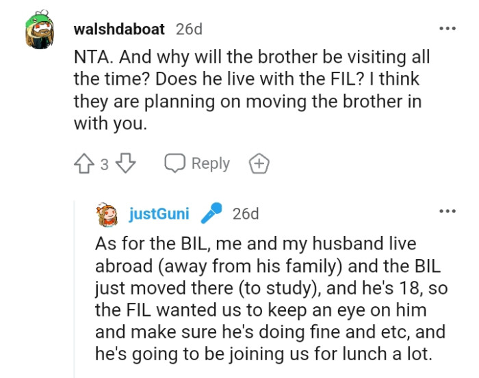 This Redditor believes the brother is moving in