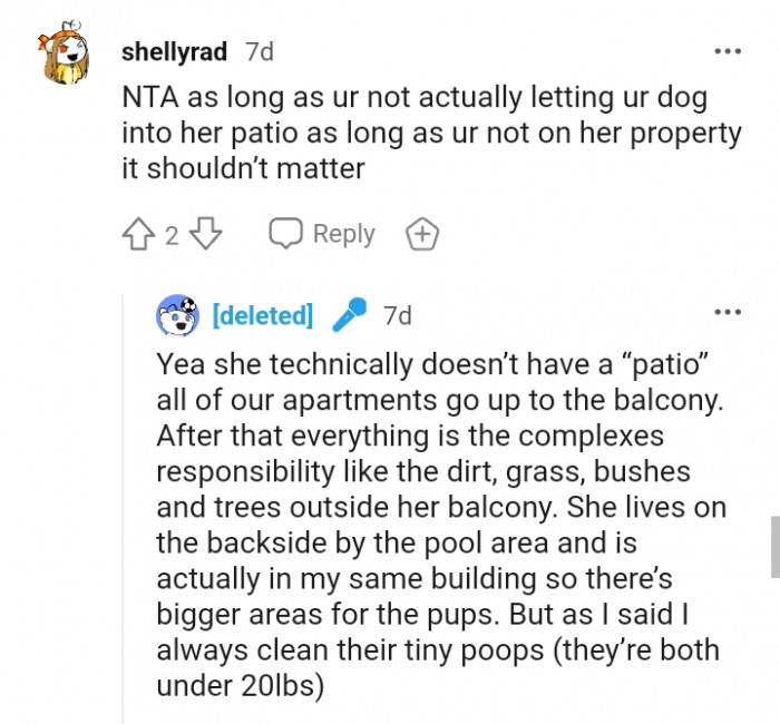 She technically does not have a patio