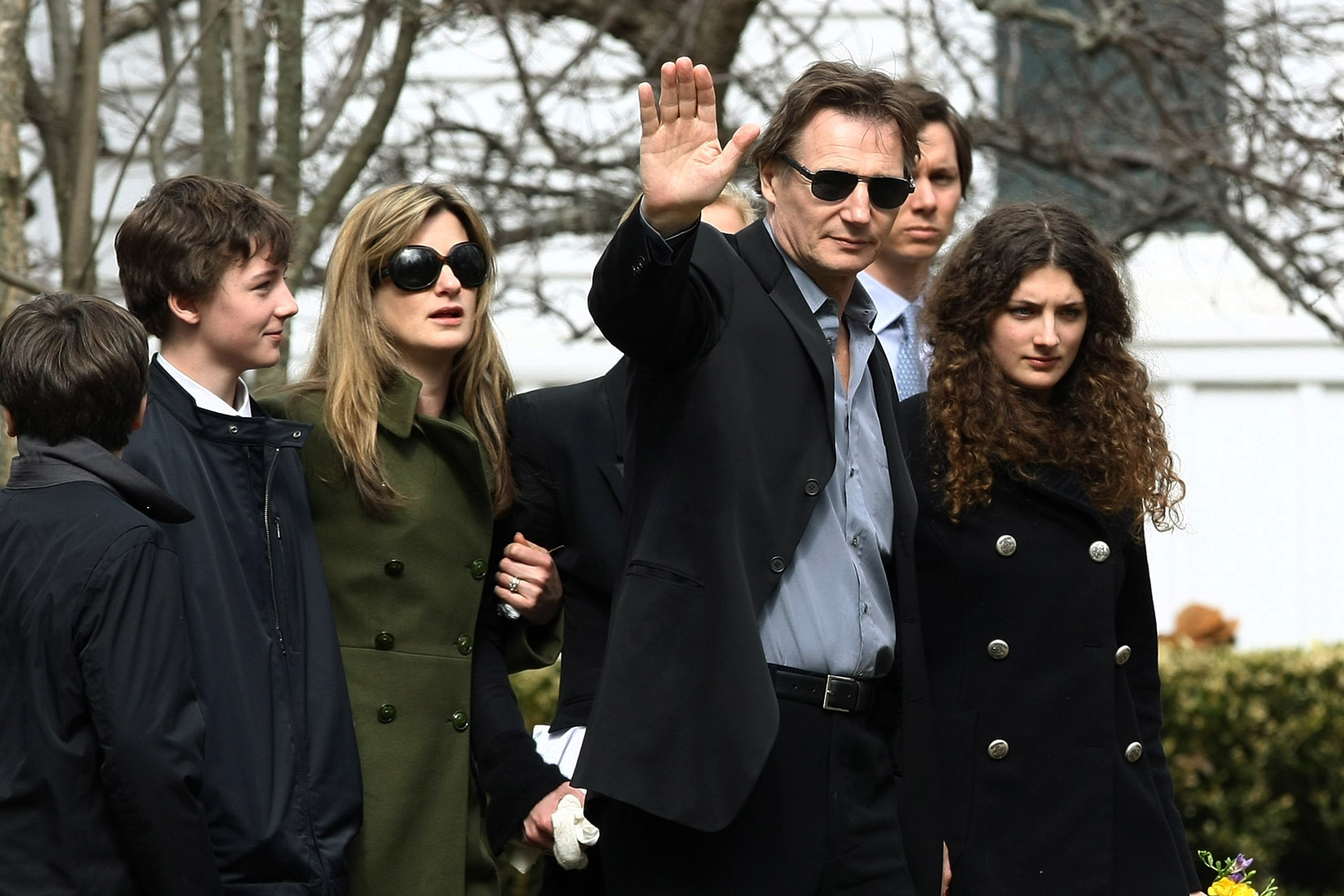 Liam Neeson with his family at Natasha Richardson's funeral in New York in 20019. | Source: Getty Images 
