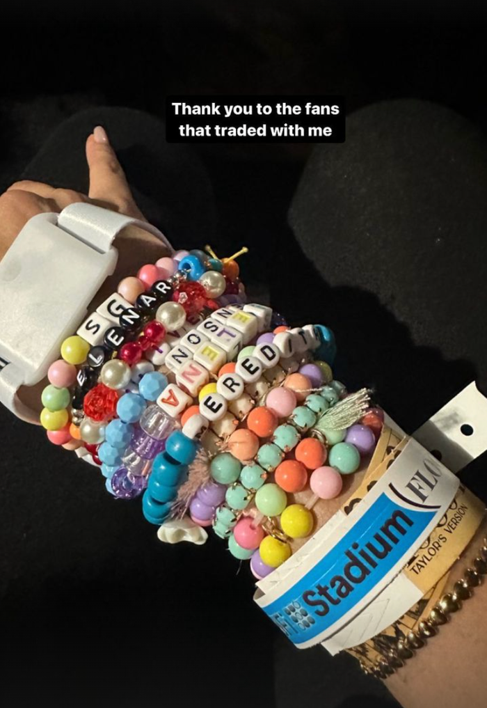 Selena Gomez posted all of her friendship bracelets on her Instagram Story.