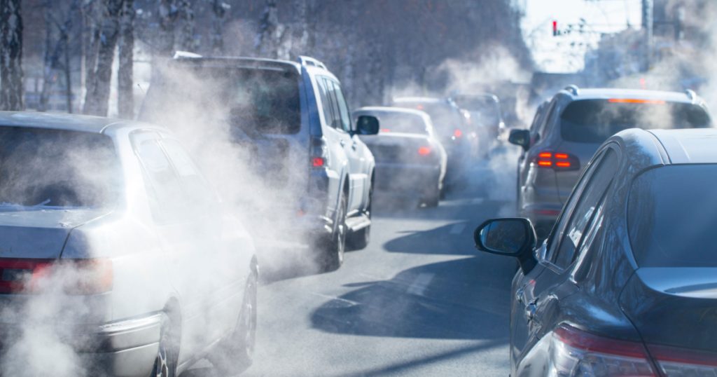 pollution from the exhaust of cars in the city