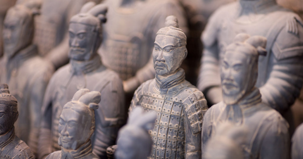 Xi'an, China - May 7, 2014: Terracotta Army is a collection of terracotta sculptures representing the armies of Qin Shi Huang who was the first Emperor of China
